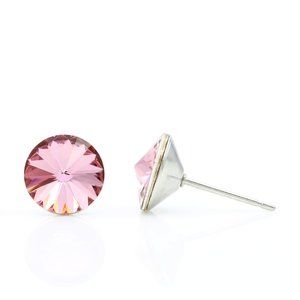 8mm Pink Crystal Earrings Studs | Swarovski Crystal Earrings | Hypoallergenic
